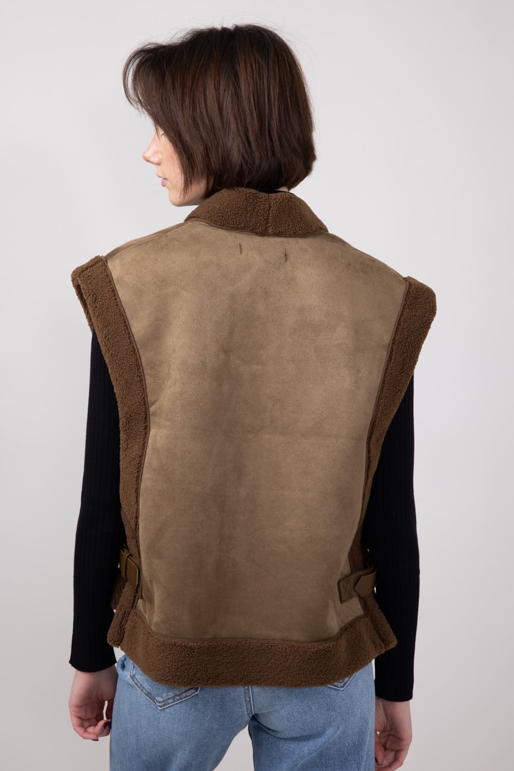 Suede Vest for Women in Brown | QCV420012-BROWN – Glik's