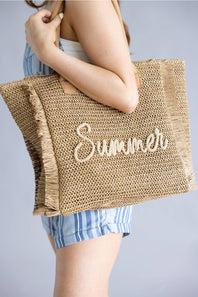 Summer Rope Straw Tote Bag in Tan
