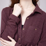 Thread & Supply Lewis Soft Luxe Button Up Shirt for Women in Wine Heather