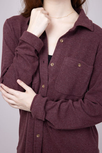 Thread & Supply Lewis Soft Luxe Button Up Shirt for Women in Wine Heather
