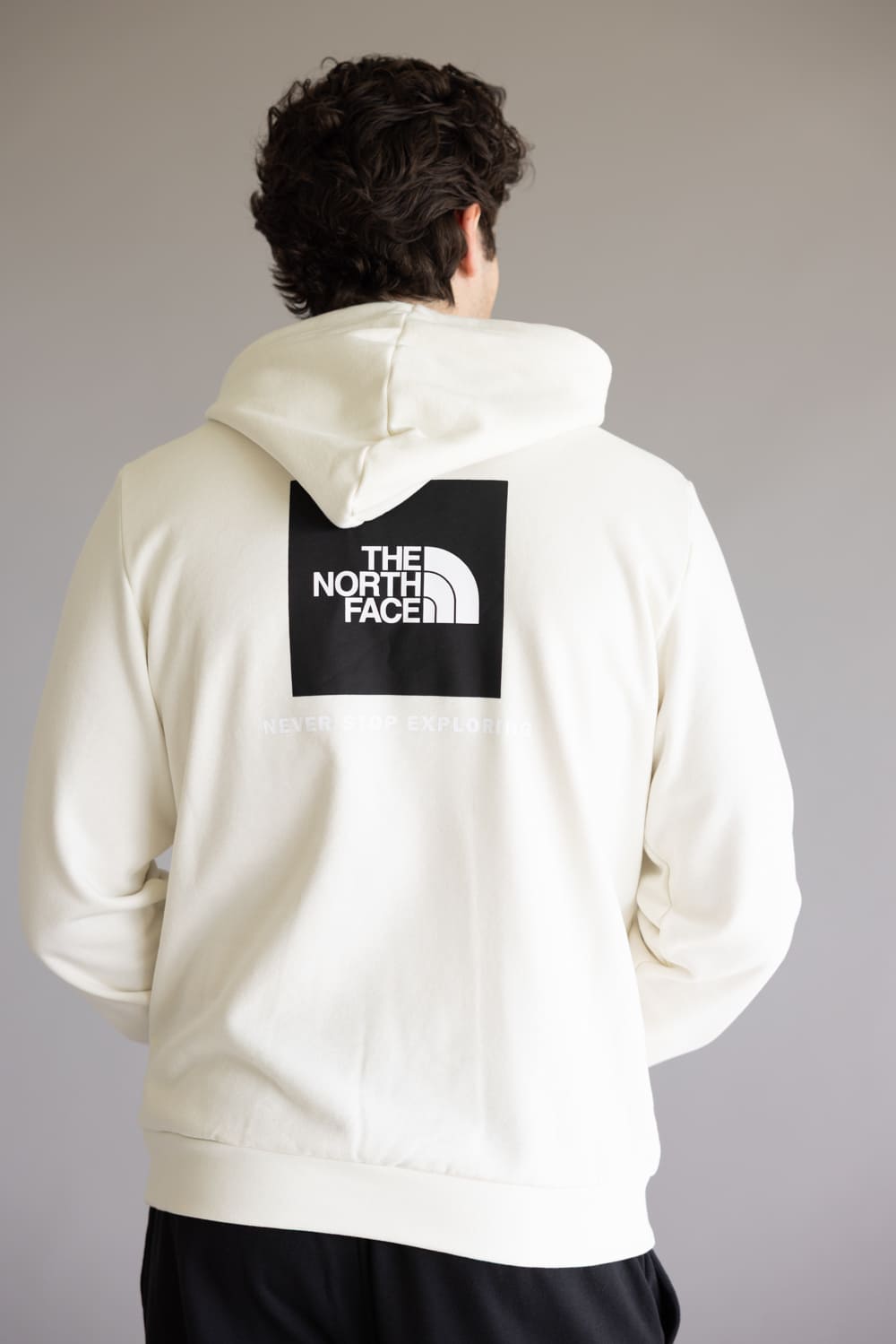 The North Face Evolution Box Logo Hoodie for Men in White Dune