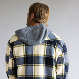 Sherpa Lined Polar Hooded Shacket for Men in Off White