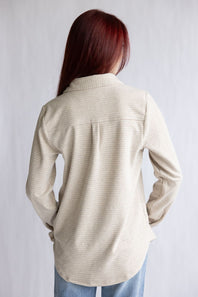 Thread & Supply Lewis Soft Luxe Button Up Shirt for Women in Tan White