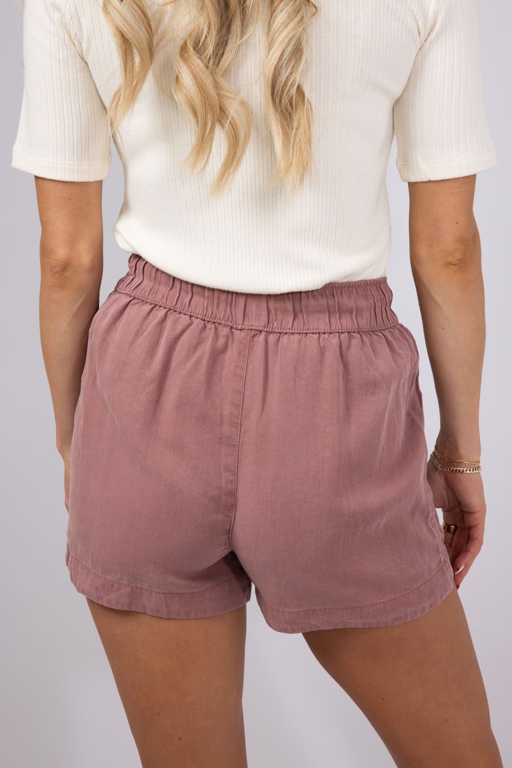 Tencel Drawstring Shorts for Women in Pink