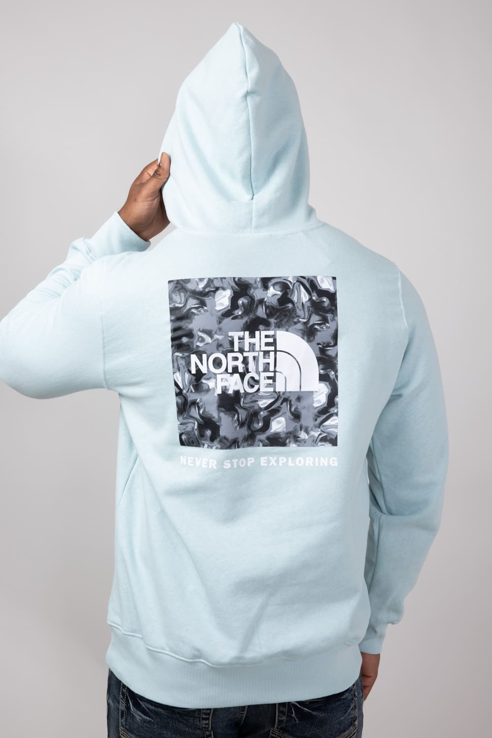 The North Face Box Logo Hoodie for Men in Muted Pine