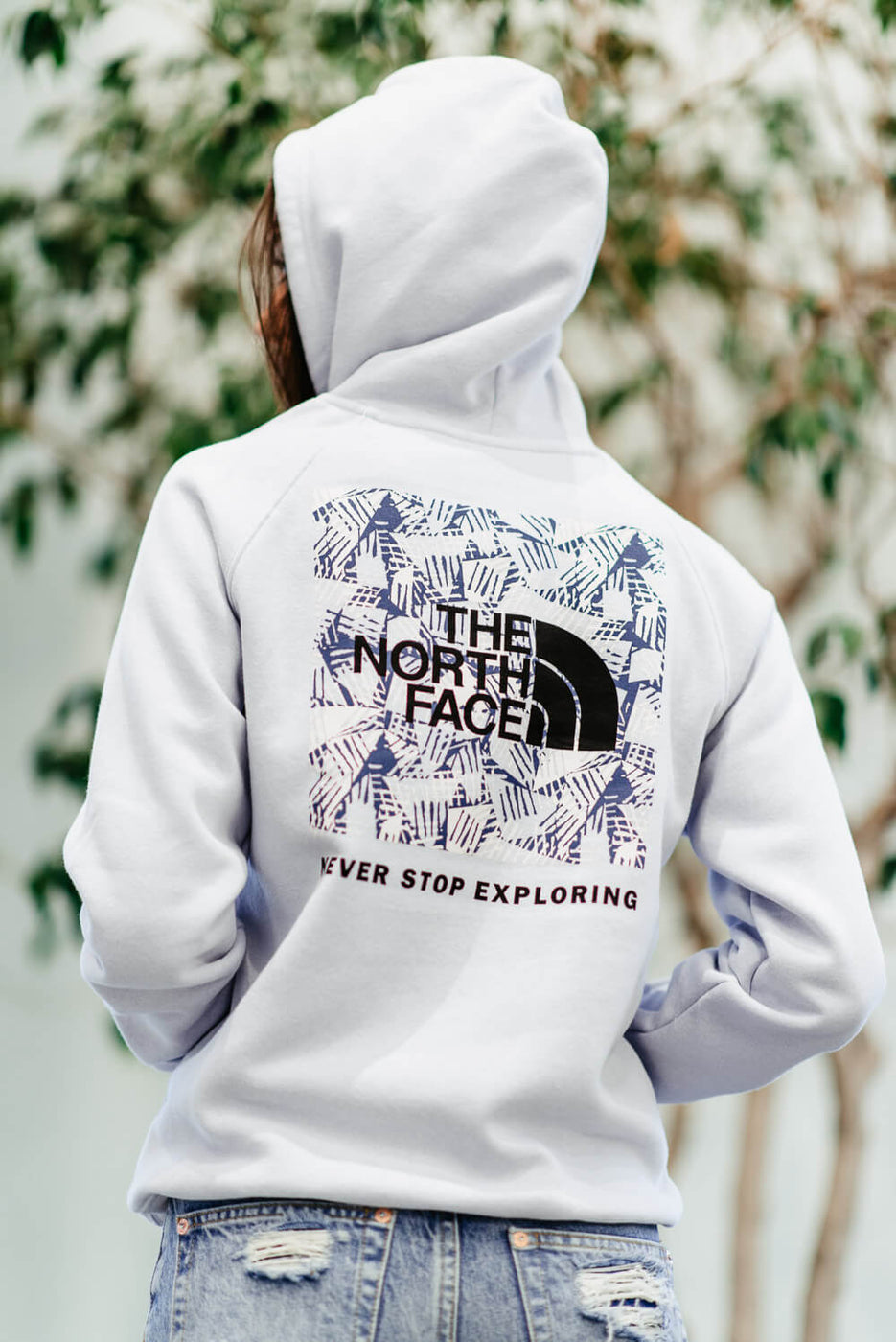 The North Face Logo Print Cotton Blend Hoodie Gray