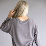 Thermal V-Neck Oversized Top for Women in Charcoal