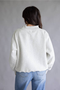 Things Between Mock Neck Fleece Pullover for Women in Heather White