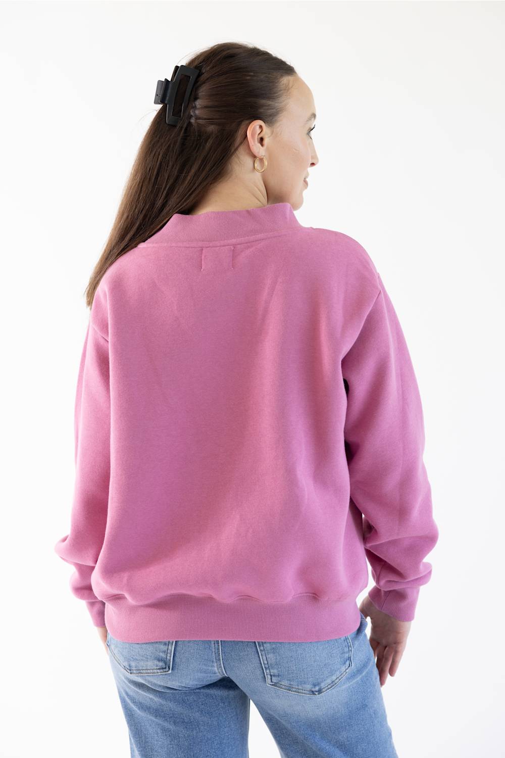 Things Between Mock Neck Fleece Pullover for Women in Rose | TBT14112-G-ROS