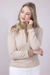 Thread & Supply Aeris Stripe Shirt for Women in Tan White