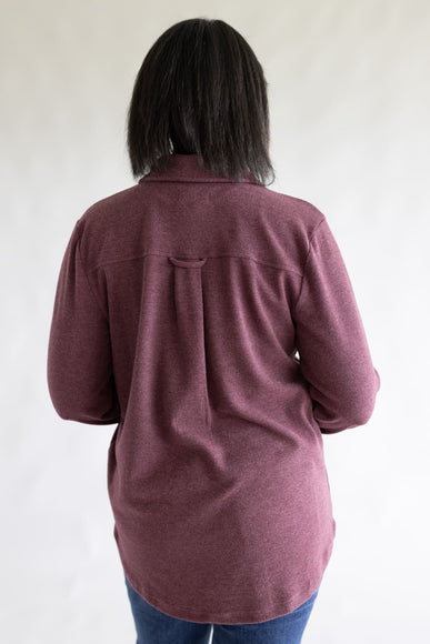 Thread & Supply Cassin Soft Luxe Button Up Shirt for Women in Wine Heather