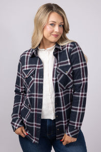 Thread & Supply Cassin Soft Luxe Button Up Shirt in Black Red Plaid