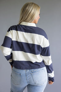 Thread & Supply Delta Stripe Shirt for Women in Navy Ivory