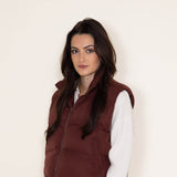 Thread & Supply Issey Cropped Puffer Vest for Women in Malbec Red 