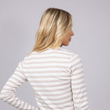 Thread & Supply Jess Striped Long Sleeve Shirt for Women in White/Tan