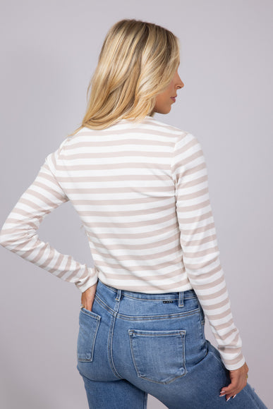 Thread & Supply Jess Striped Long Sleeve Shirt for Women in White/Tan