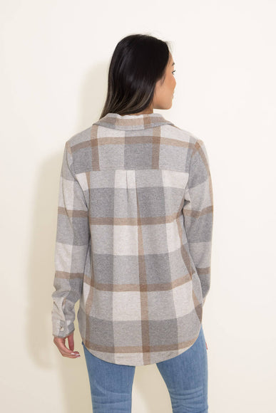 Thread & Supply Lewis Soft Luxe Button Up Shirt for Women in Grey/Brown Plaid