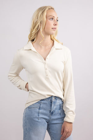 AM1366 Lindsay logo tops Ivory アイボリー Access Fashion | Loose broderie shirt