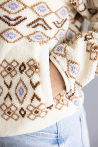 Thread & Supply Piper Snap Pullover for Women in Cream Aztec