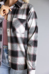 Thread & Supply Saja Button Up Shirt for Women in Black White Rose Plaid