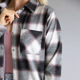 Thread & Supply Saja Button Up Shirt for Women in Black White Rose Plaid