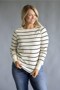 Thread & Supply Stacy Stripe Shirt for Women in Off White/Black