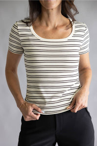 Thread & Supply Striped Katara T-Shirt for Women in Off White