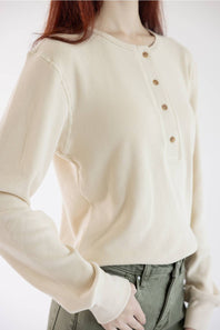 Thread & Supply Tana Henley Shirt for Women in Eggnog | T8728MWKTS-EGGNOG