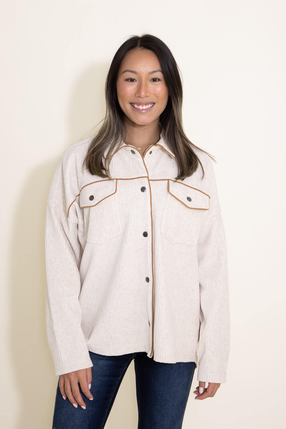 Thread & Supply Angela Button Up Jacket in White | J1166CKNTS