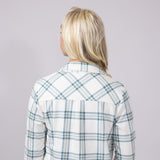 Thread & Supply Lewis Soft Luxe Button Up Shirt for Women in Ivory/Mint Plaid