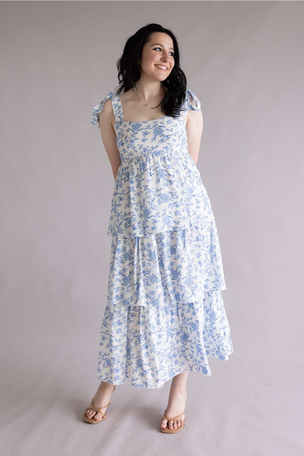 Tiered Floral Maxi Dress for Women in Blue at Glik's , M