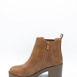 Top Moda Bianca Lug Booties for Women in Tan