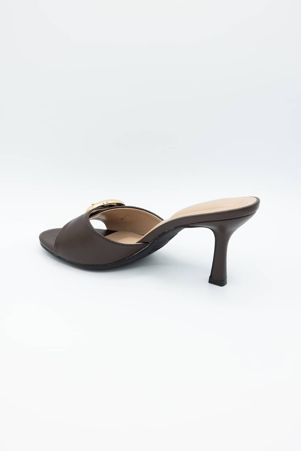 Top Moda Elsa Buckle Kitten Heels for Women in Brown