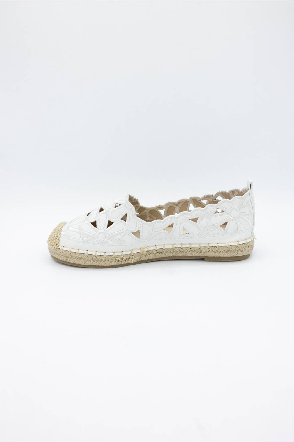 Top Moda Floral Cut Out Flats for Women in White