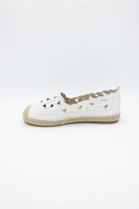Top Moda Floral Cut Out Flats for Women in White