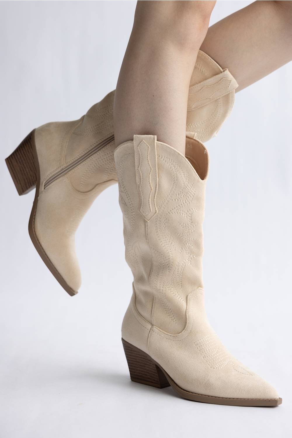Top Moda Jubilee Suede Cowgirl Boots for Women in Beige