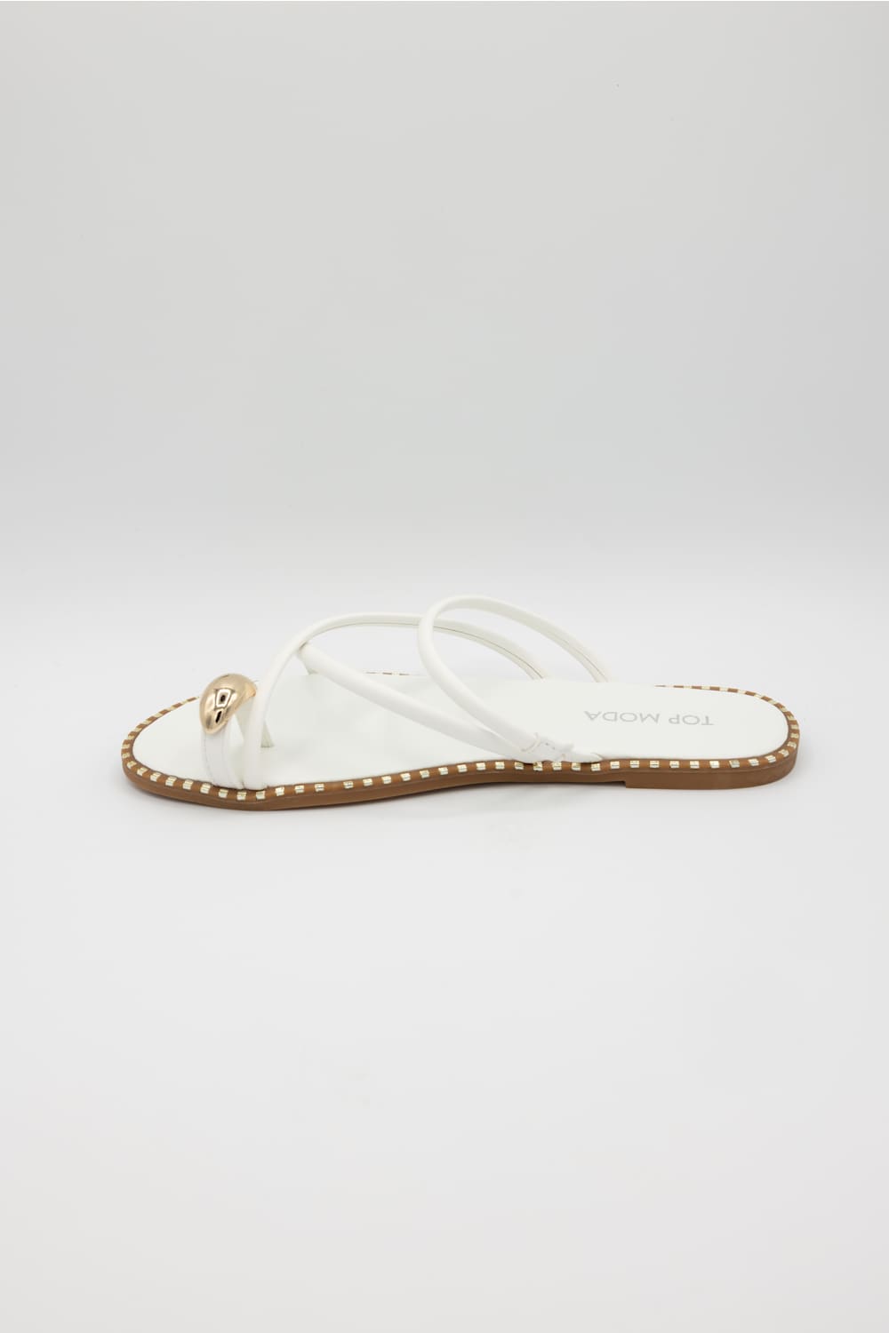 Top Moda Mick toe loop slides white 