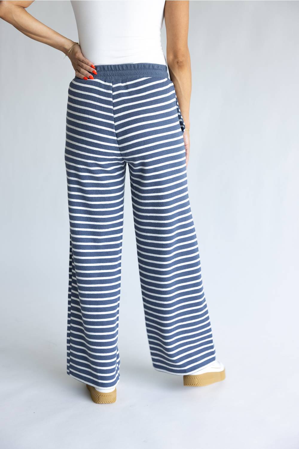 Tres Bien Striped Cloudy Knit Pants for Women in Denim