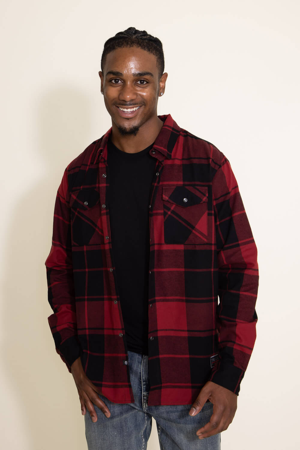 Red and black deals button down shirt