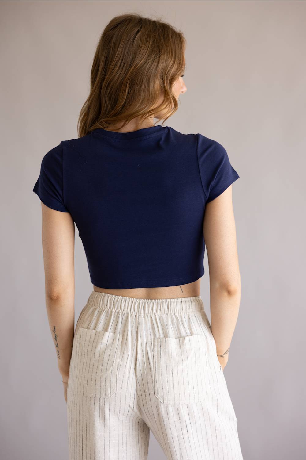 USA Flag Crop Top for Women in Navy