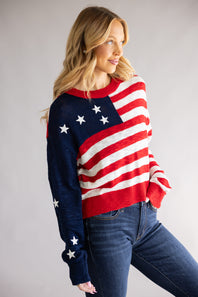 Simply Southern USA Sweater for Women in Red/White
