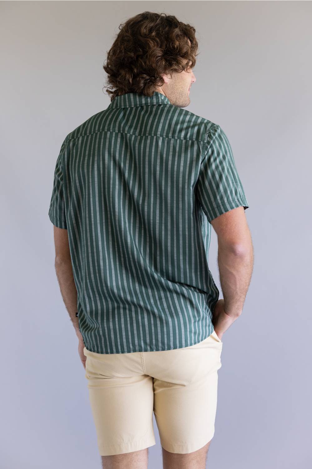 Union Venice Printed Rayon Button Up Shirt for Men in Eucalyptus