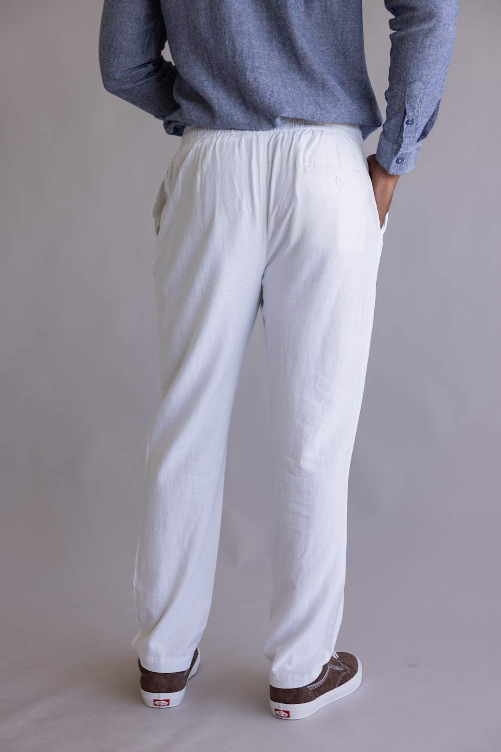 Vintage Summer Linen Pants for Men in White
