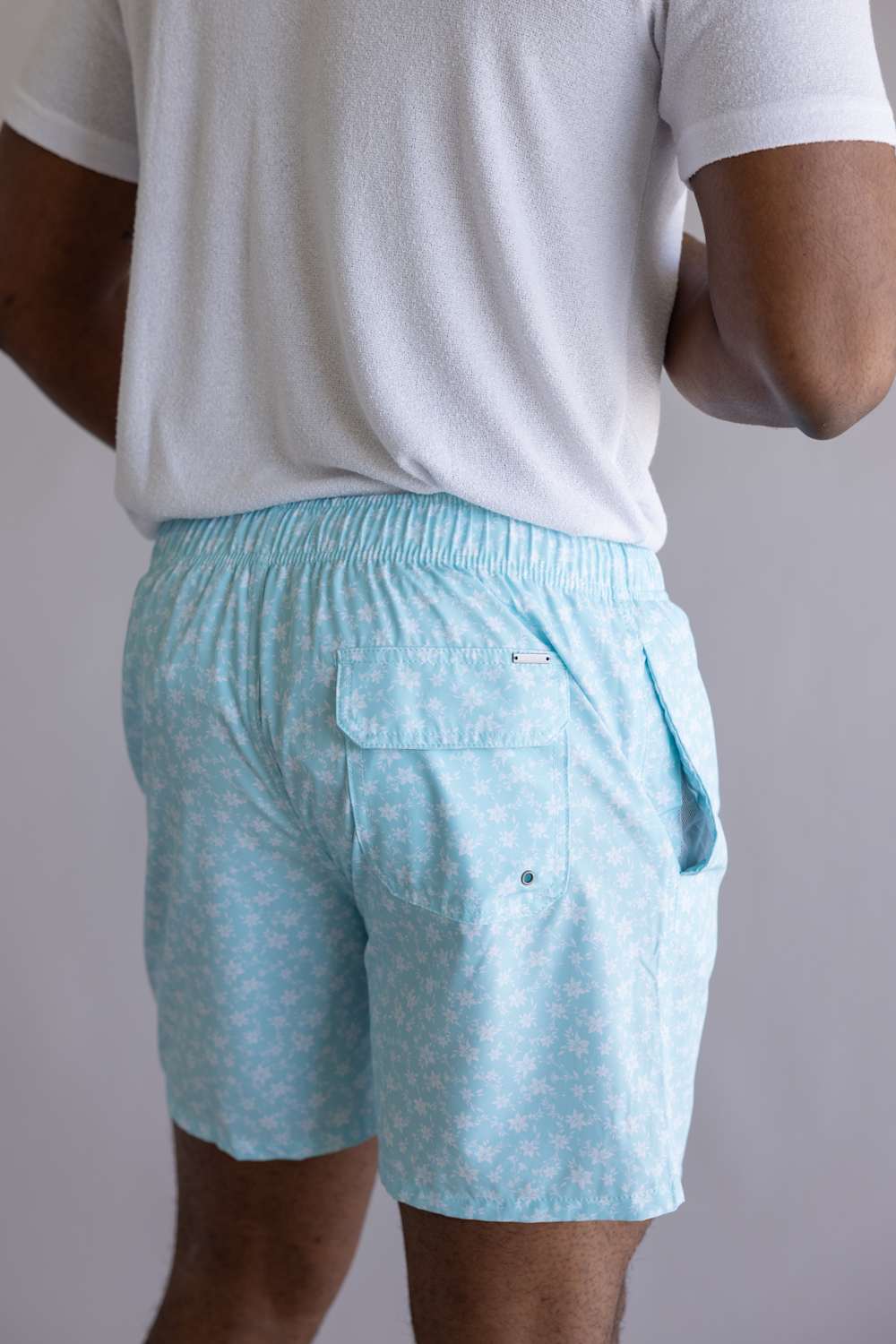 Vintage Summer 4 Way Stretch Volley Shorts for Men in Aqua
