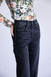 Vervet Super Soft High Rise Wide Crop Black Jeans for Women