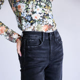 Vervet Super Soft High Rise Wide Crop Black Jeans for Women