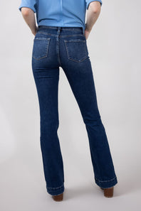 Vervet High Rise Dark Wash Trousers Hem Bootcut Jeans for Women