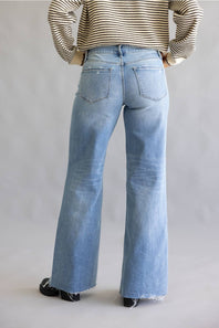 Vervet Low Rise Distressed Wide Flare Jeans for Women | T7473