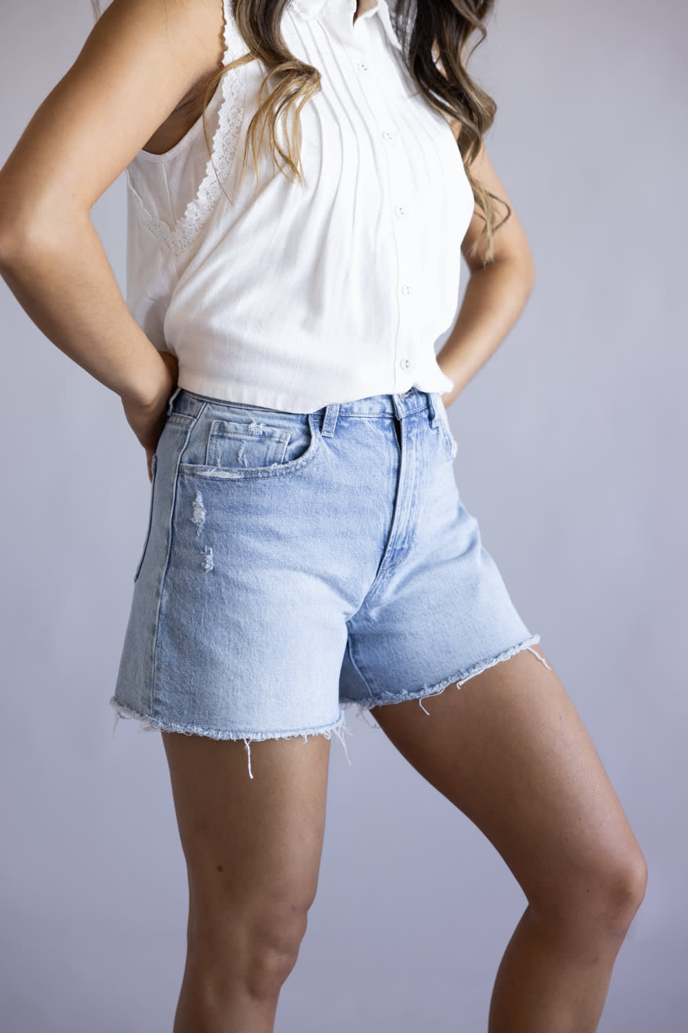 Vervet Boyfriend Fray Hem Denim Shorts for Women