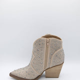 Very G Austin Rhinestone Cowboy Booties for Women in Taupe